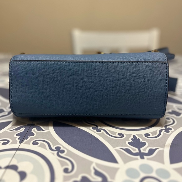 Michael Kors Blue and Gold Crossbody Bag with Studded Details, Saffiano Leather - Picture 6 of 16